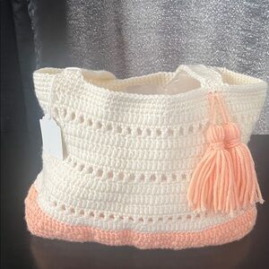 Crochet Tote Bag with Tassel (Handmade)